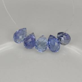 Gemas de zafiro azul natural de  ct, briolette, VVS-VS