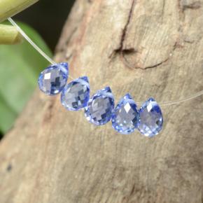 Gemas de zafiro azul natural de 2,06 ct, briolette, VVS-VS