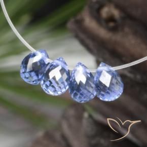 Gemas de Zafiro Azul pastel natural de 1.69 ct, Corte Briolette, VVS-VS