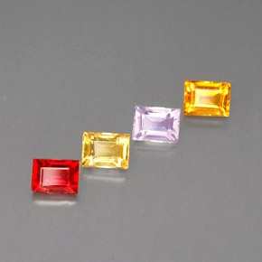 Gemas de zafiro multicolor natural de  ct, baguette, VVS-VS