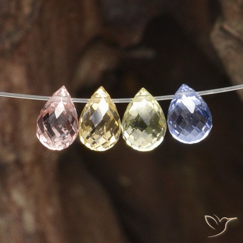 Gemas de Zafiro Multicolor natural de 2.48 ct, Corte Briolette, VVS-VS