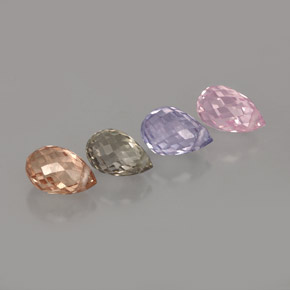 Gemas de zafiro multicolor natural de  ct, briolette, VVS-VS