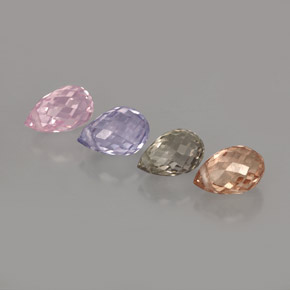 Gemas de zafiro multicolor natural de  ct, briolette, VVS-VS