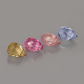 Gemas de zafiro multicolor natural de  ct, briolette, VVS-VS