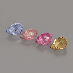 Gemas de zafiro multicolor natural de  ct, briolette, VVS-VS