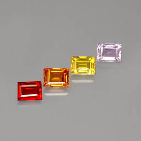 Gemas de zafiro multicolor natural de  ct, baguette, VVS-VS