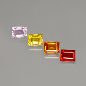 Gemas de zafiro multicolor natural de  ct, baguette, VVS-VS