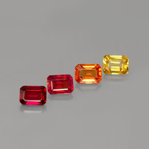 Gemas de zafiro multicolor natural de  ct, corte esmeralda, VVS-VS