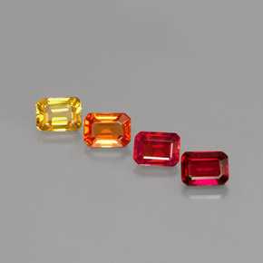 Gemas de zafiro multicolor natural de  ct, corte esmeralda, VVS-VS