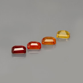 Gemas de zafiro multicolor natural de  ct, corte esmeralda, VVS-VS