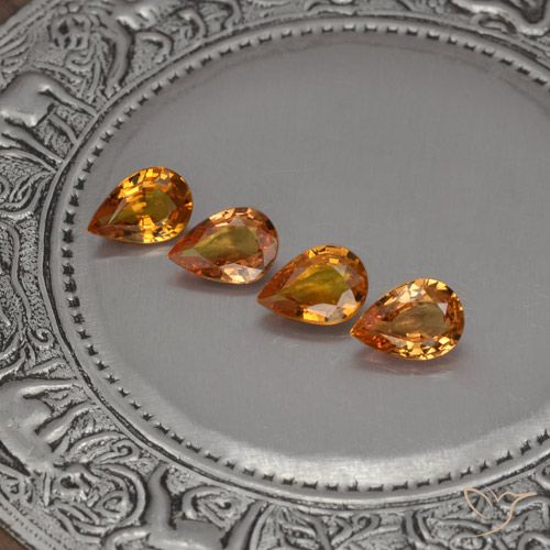 2.89ctw Natural Naranja oscuro Zafiro, En forma de pera, VVS-VS