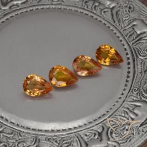 Gemas de Zafiro Naranja oscuro natural de 2.89 ct, En forma de pera, VVS-VS