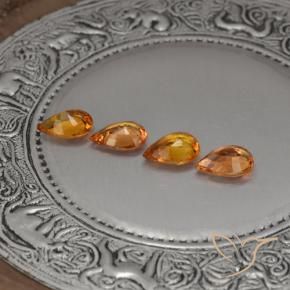 Gemas de Zafiro Naranja oscuro natural de 2.89 ct, En forma de pera, VVS-VS