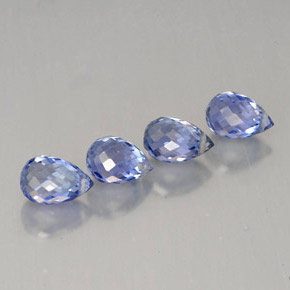 Gemas de zafiro azul natural de  ct, briolette, VVS-VS