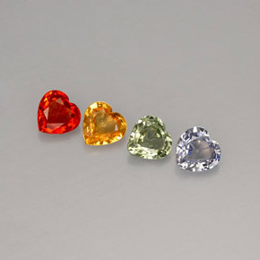 Gemas de zafiro multicolor natural de  ct, forma de corazón, VS