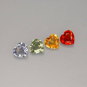 Gemas de zafiro multicolor natural de  ct, forma de corazón, VS