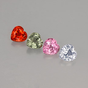 Gemas de zafiro multicolor natural de  ct, forma de corazón, VVS-VS