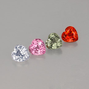 Gemas de zafiro multicolor natural de  ct, forma de corazón, VVS-VS