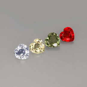 Gemas de zafiro multicolor natural de  ct, forma de corazón, VVS-VS
