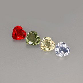 Gemas de zafiro multicolor natural de  ct, forma de corazón, VVS-VS