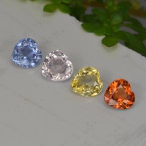Gemas de zafiro multicolor natural de 1,12 ct, forma de corazón, VS