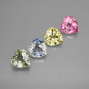 Gemas de zafiro multicolor natural de  ct, forma de corazón, VS