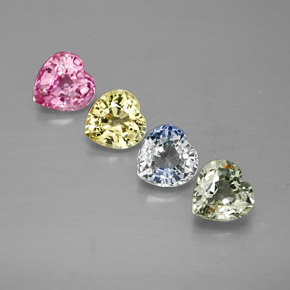 Gemas de zafiro multicolor natural de  ct, forma de corazón, VS