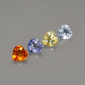 Gemas de zafiro multicolor natural de  ct, forma de corazón, VS