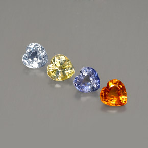 Gemas de zafiro multicolor natural de  ct, forma de corazón, VS