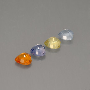 Gemas de zafiro multicolor natural de  ct, forma de corazón, VS