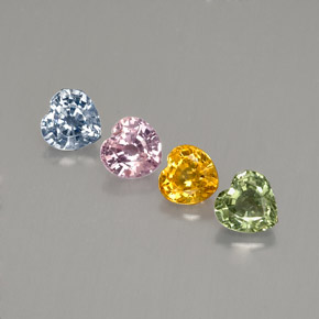 Gemas de zafiro multicolor natural de  ct, forma de corazón, VS