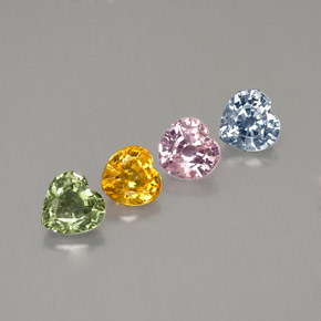 Gemas de zafiro multicolor natural de  ct, forma de corazón, VS