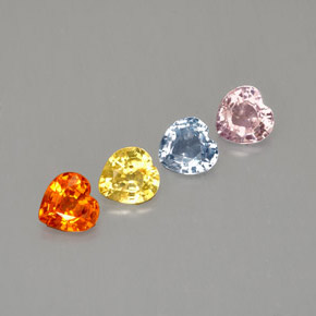 Gemas de zafiro multicolor natural de  ct, forma de corazón, VS