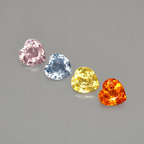 Gemas de zafiro multicolor natural de  ct, forma de corazón, VS