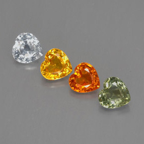 Gemas de zafiro multicolor natural de  ct, forma de corazón, VS