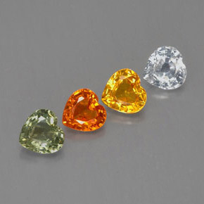 Gemas de zafiro multicolor natural de  ct, forma de corazón, VS