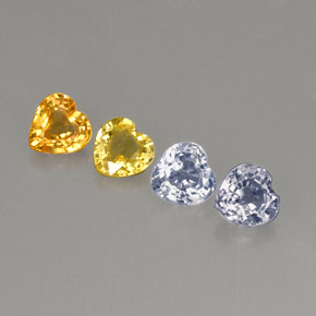 Gemas de zafiro multicolor natural de  ct, forma de corazón, VVS-VS