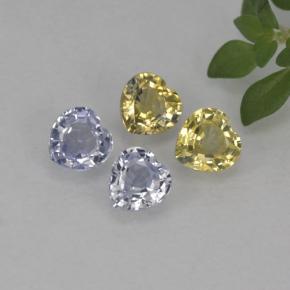 Gemas de zafiro multicolor natural de 1,20 ct, forma de corazón, VVS-VS