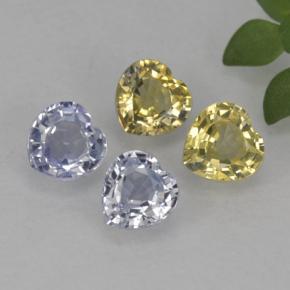 Gemas de zafiro multicolor natural de 1,20 ct, forma de corazón, VVS-VS