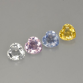 Gemas de zafiro multicolor natural de 1,42 ct, forma de corazón, VVS-VS