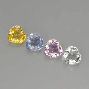 Gemas de zafiro multicolor natural de 1,42 ct, forma de corazón, VVS-VS