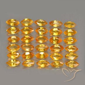 Gemas de Zafiro Dorado naranja intenso natural de 3.36 ct, Marquesa, VVS-VS