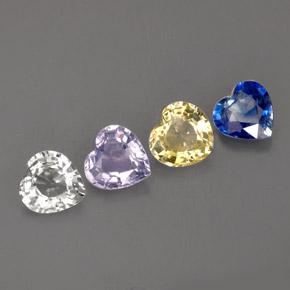 Gemas de zafiro multicolor natural de  ct, forma de corazón, VVS-VS