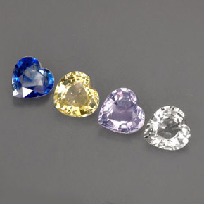 Gemas de zafiro multicolor natural de  ct, forma de corazón, VVS-VS