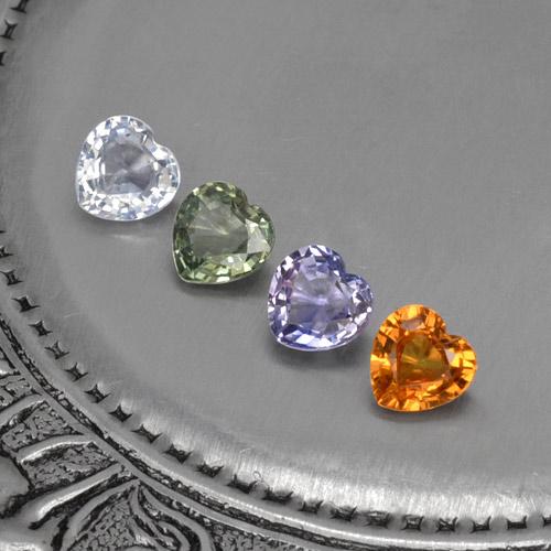 Gemas de zafiro multicolor natural de 1,24 ct, forma de corazón, VVS-VS