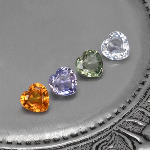 Gemas de zafiro multicolor natural de 1,24 ct, forma de corazón, VVS-VS