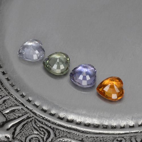 Gemas de zafiro multicolor natural de 1,24 ct, forma de corazón, VVS-VS