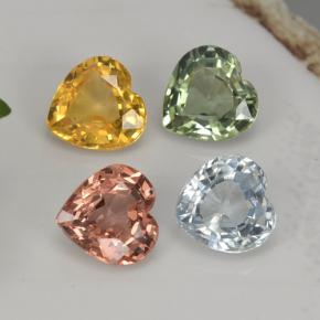 Gemas de zafiro multicolor natural de 1,26 ct, forma de corazón, VVS-VS