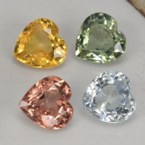 Gemas de zafiro multicolor natural de 1,26 ct, forma de corazón, VVS-VS
