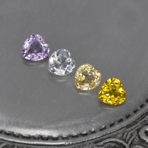 Gemas de zafiro multicolor natural de  ct, forma de corazón, VVS-VS